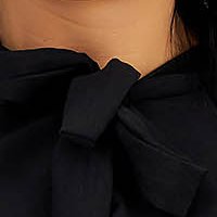 Rochie din georgette neagra in clos cu elastic in talie si guler tip esarfa - Lady Pandora