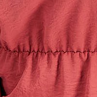 Téglaszínű georgette ruha harang alakú gumirozott derékrésszel kendő jellegű gallérral