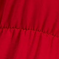 Piros georgette ruha harang alakú gumirozott derékrésszel kendő jellegű gallérral