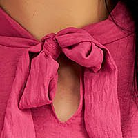 Pink georgette dress with a flared design, elastic waist and scarf-style collar - Lady Pandora