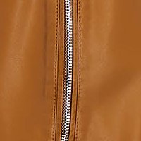 Brown jacket from ecological leather straight lateral pockets