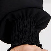 Fekete bő szabású bő ujjú georgette női blúz