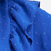 Ladies' Georgette Blouse with Plumeti Applications in Blue with Wide Cut and Ruffles - SunShine