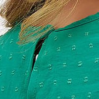 SunShine - Women's georgette blouse with green plumeti applications, wide cut and ruffles