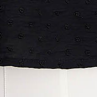 Women's blouse made of georgette with plumeti applications, black with a wide cut and ruffles - SunShine