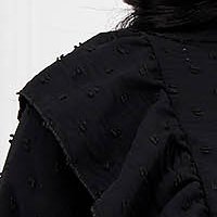 Fekete bő szabású fodros georgette női blúz