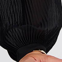Women's blouse in black voile with wide cut and scarf-type collar with puffed sleeves - SunShine