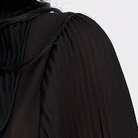 Women's blouse in black voile with wide cut and scarf-type collar with puffed sleeves - SunShine