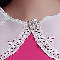 Fuchsia dress pleated slightly elastic fabric cloche embroidered
