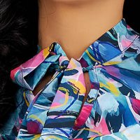 Bluza dama din material subtire asimetrica cu croi larg si guler tip esarfa cu imprimeu digital - StarShinerS