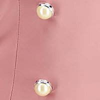 Rochie tip sacou din stofa usor elastica roz pudra cu nasturi decorativi si umeri bufanti - StarShinerS