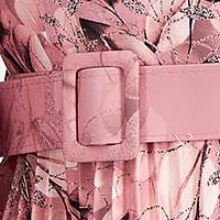 Harang rakott, pliszírozott ruha púder rózsaszín enyhén rugalmas szövetből öv típusú kiegészítővel