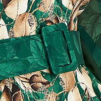 Harang rakott, pliszírozott ruha zöld enyhén rugalmas szövetből öv típusú kiegészítővel