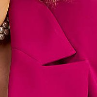Fuchsia Slightly Elastic Fabric Jacket Dress with Lapels - StarShinerS