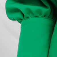 Green satin ladies blouse with bare shoulders and puffy sleeves - PrettyGirl