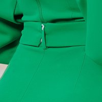 Pantaloni din stofa usor elastica verzi evazati cu buzunare laterale - PrettyGirl