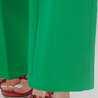 Pantaloni din stofa usor elastica verzi evazati cu buzunare laterale - PrettyGirl