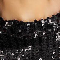 Black dress long bareback with sequins with padded shoulders
