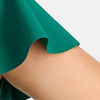 Ruha zöld midi harang krepp bővülő ujjakkal övvel ellátva