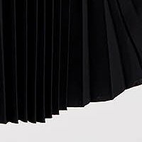 Fekete krepp rakott, pliszírozott harang ruha öv típusú kiegészítővel
