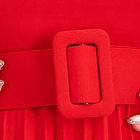 Rochie plisata din crep rosie in clos cu accesoriu tip curea - SunShine