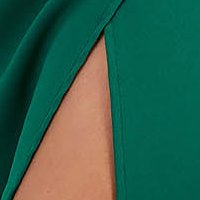 Zöld krepp ceruza ruha bővülő ujjakkal öv típusú kiegészítővel