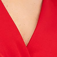 Rochie din crep rosie tip creion cu maneci clopot si accesoriu tip curea - SunShine