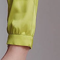 Lightgreen women`s blouse from satin loose fit ruffled collar