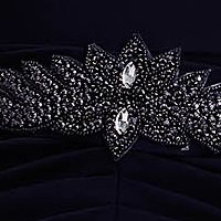 Black dress elegant elastic cloth midi with laced sleeves