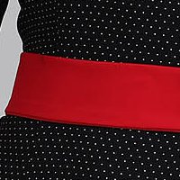 Dress elastic cloth dots print with round collar detachable cord