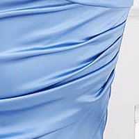 Rochie din satin albastru-deschis tip creion cu decolteu petrecut - SunShine