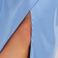 Rochie din satin albastru-deschis tip creion cu decolteu petrecut - SunShine
