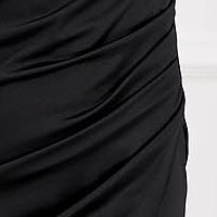 Black dress from satin pencil wrap over front