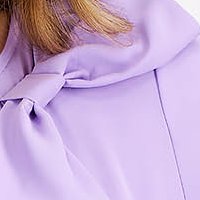 Bluza dama din material subtire lila cu croi larg accesorizata cu o fundita - SunShine