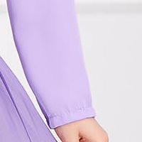 Bluza dama din material subtire lila cu croi larg accesorizata cu o fundita - SunShine