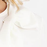 Ivory women's blouse made of thin material with a wide cut accessorized with a bow - SunShine