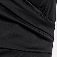 Rochie din satin neagra tip creion asimetrica cu decolteu petrecut - SunShine
