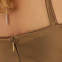 Rochie din satin maro tip creion asimetrica cu decolteu petrecut - SunShine