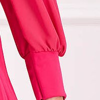 Pink krepp rakott, pliszírozott harang ruha bő muszlin ujjakkal