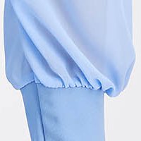 Lightblue dress pleated crepe cloche with puffed sleeves with veil sleeves