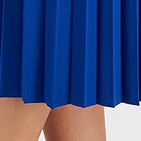 Rochie plisata din crep albastra in clos cu maneci bufante din voal - SunShine