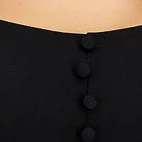 Fekete krepp rakott, pliszírozott harang ruha bő muszlin ujjakkal
