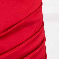 Red Satin Pencil Dress with Wrap Skirt - SunShine