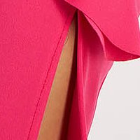 Rochie din crep roz tip creion cu volanase si crapatura pe picior - SunShine