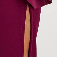Purple dress crepe pencil with ruffle details slit