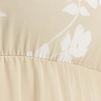 Krémszínű muszlin ruha harang alakú gumirozott derékrésszel fodros ujjakkal