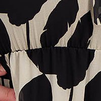 Muszlin bő ujjú aszimetrikus ruha harang alakú gumirozott derékrésszel kendő jellegű gallérral