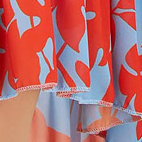 Rochie din voal asimetrica in clos cu elastic in talie cu maneci bufante si guler tip esarfa - SunShine