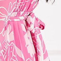 Rochie plisata din voal in clos cu elastic in talie si guler tip esarfa - SunShine