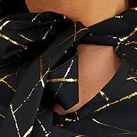 Ladies' blouse made of thin black material with wide asymmetric cut and scarf-like collar - StarShinerS
